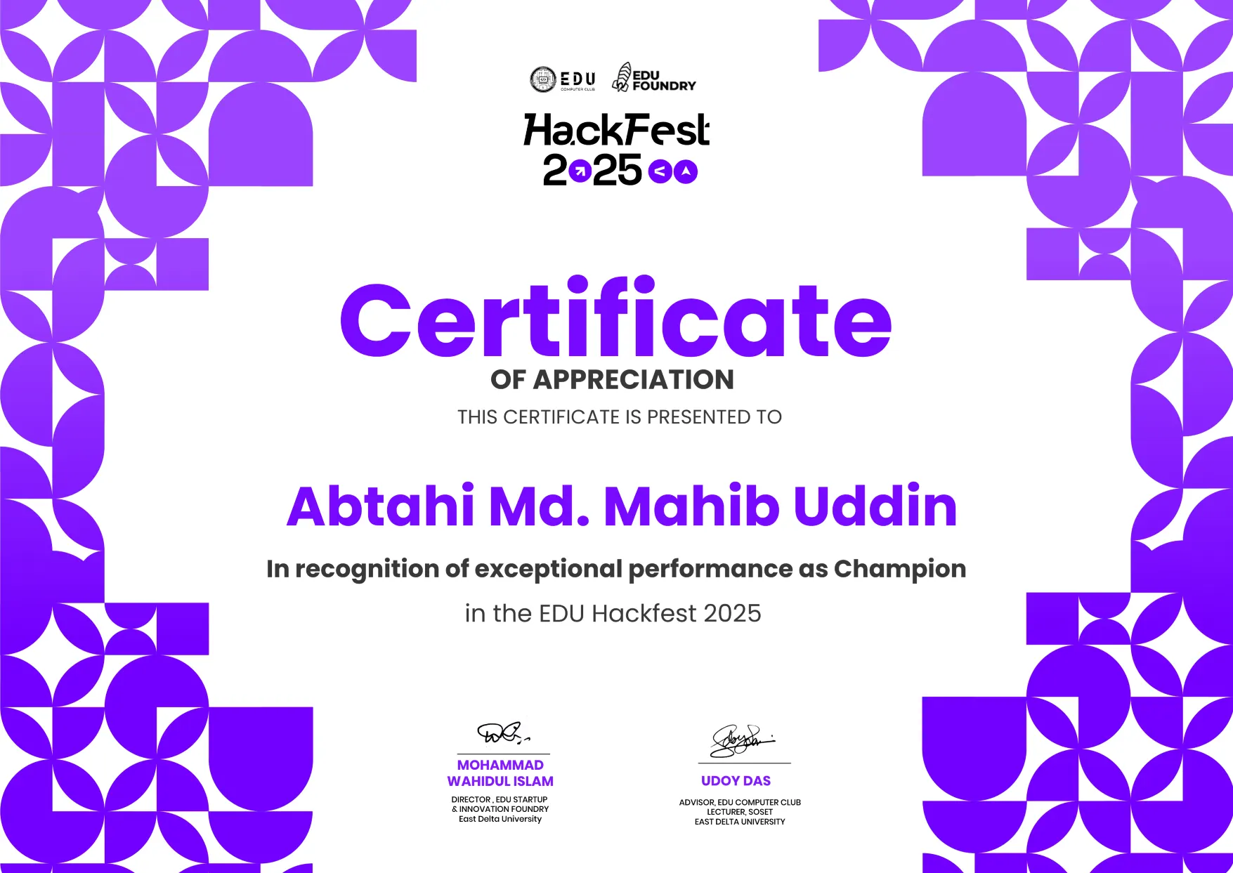 EDU HackFest 2025 Champion